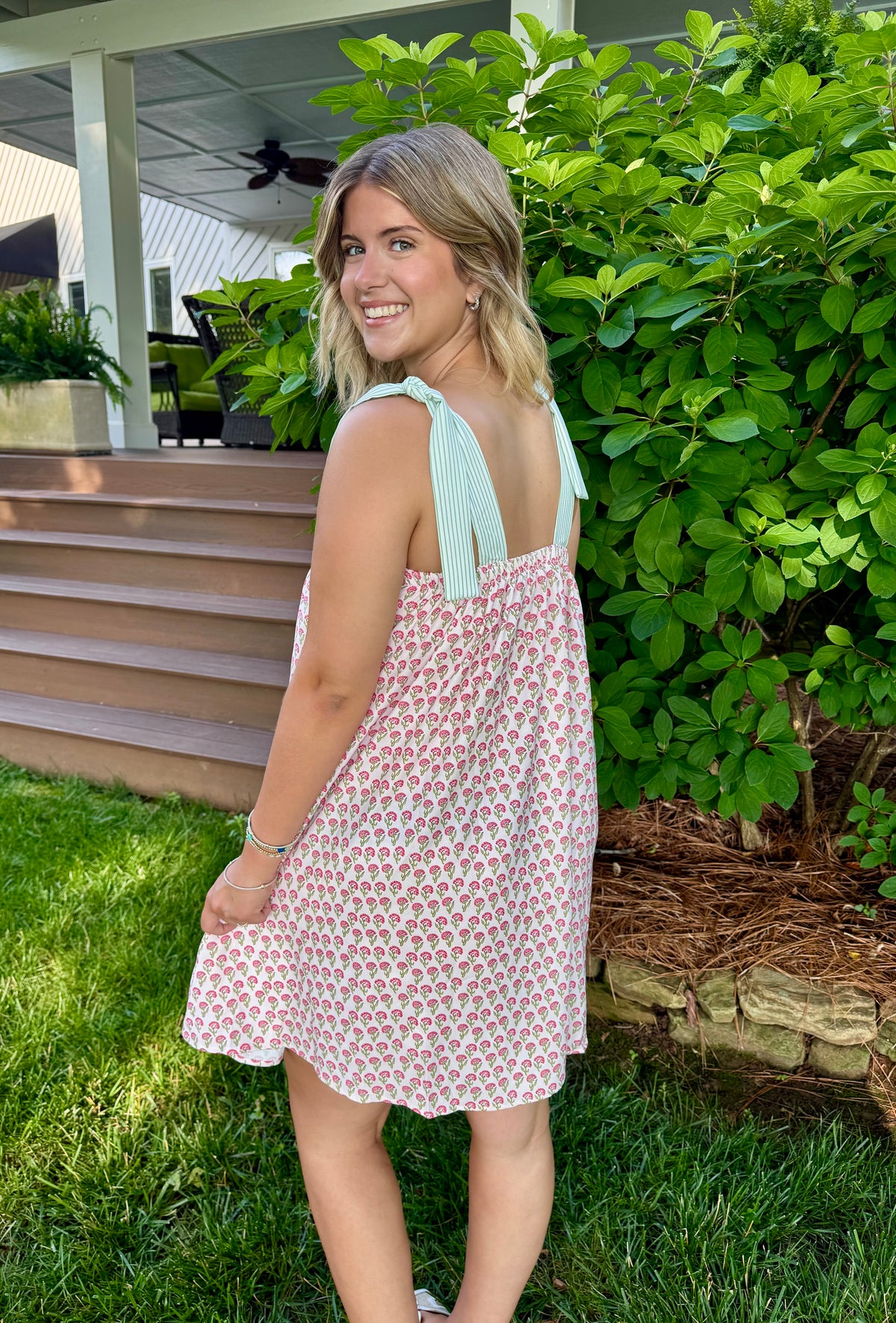 Floral Sleeveless Tie Shoulder Straps Mini Dress