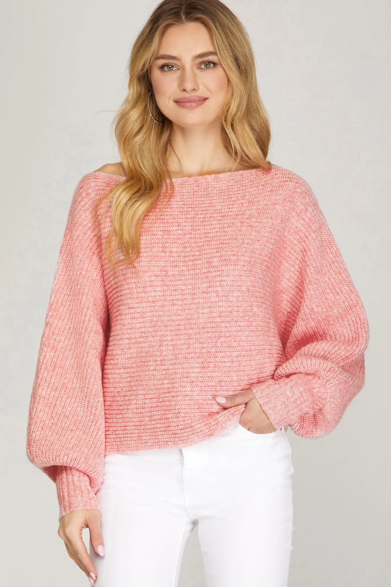 Misty Pink Dolman Sleeve Sweater