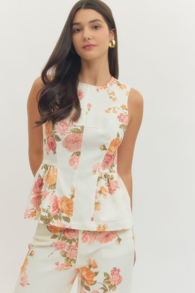 Sleeveless Floral Print Top