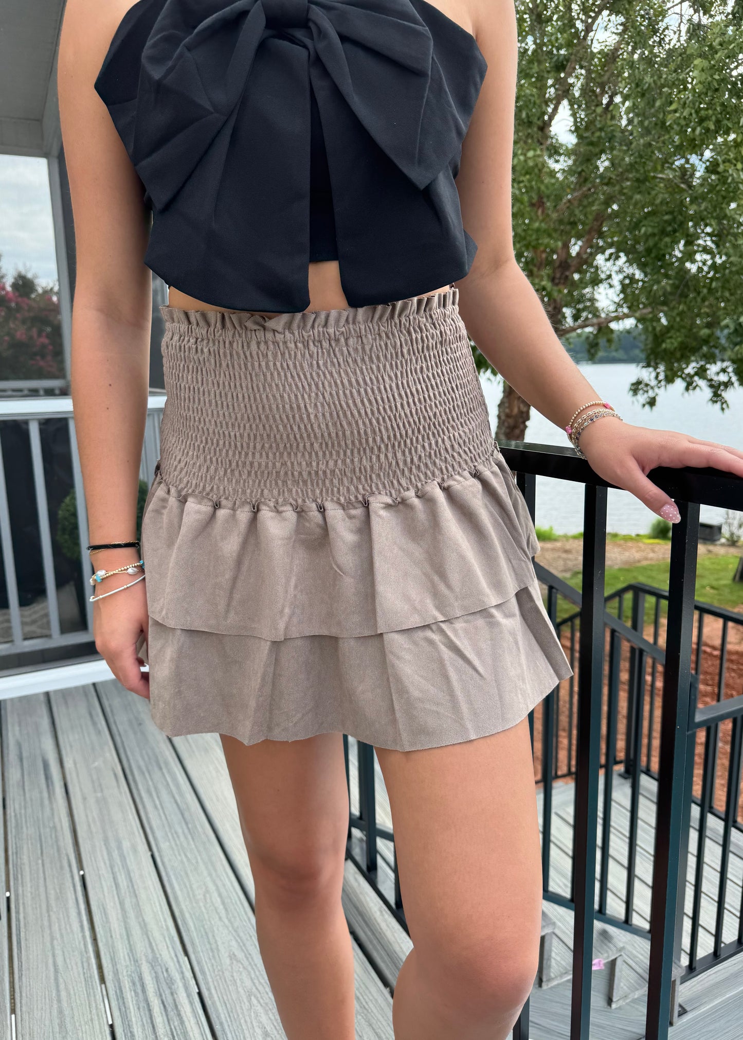 Versatile Mocha Ruffle Skirt/Ruffe Tube Top