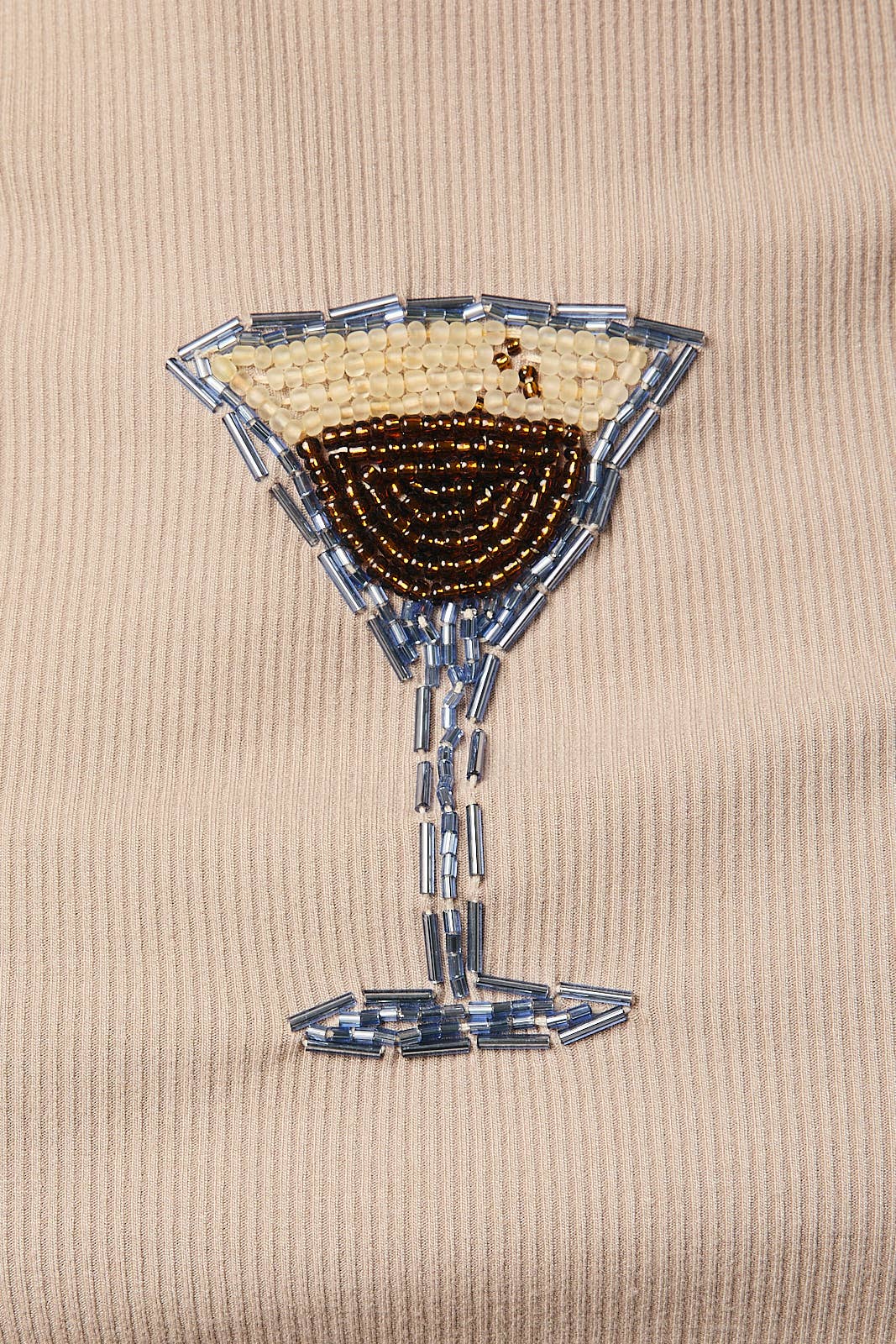 Short Sleeve Espresso Beads Rib Top