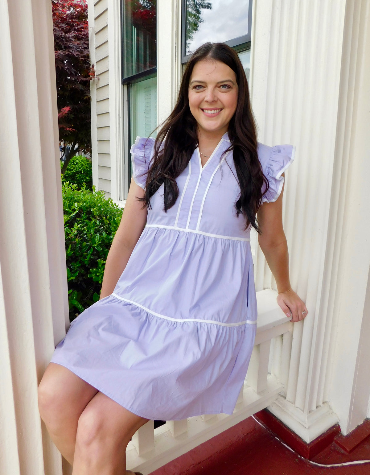 Lilac Ruffle Tiered Woven Dress