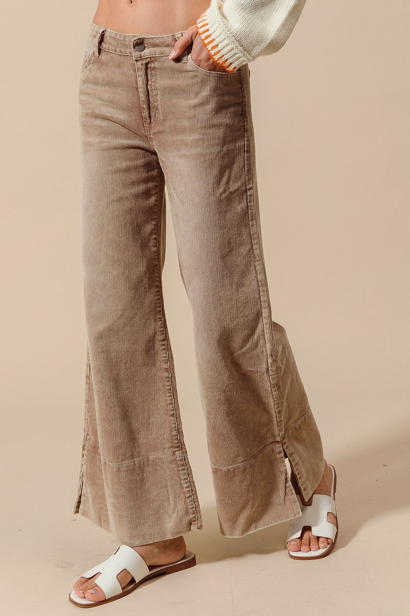 Wide Leg Flared Corduroy Pants
