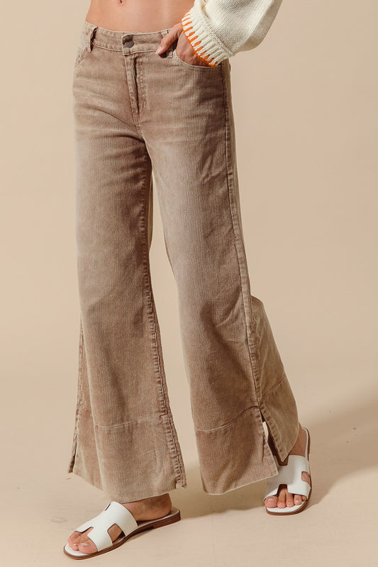 Wide Leg Flared Corduroy Pants
