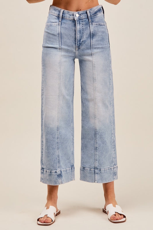 Mid Rise Stretch Wide Leg Jeans