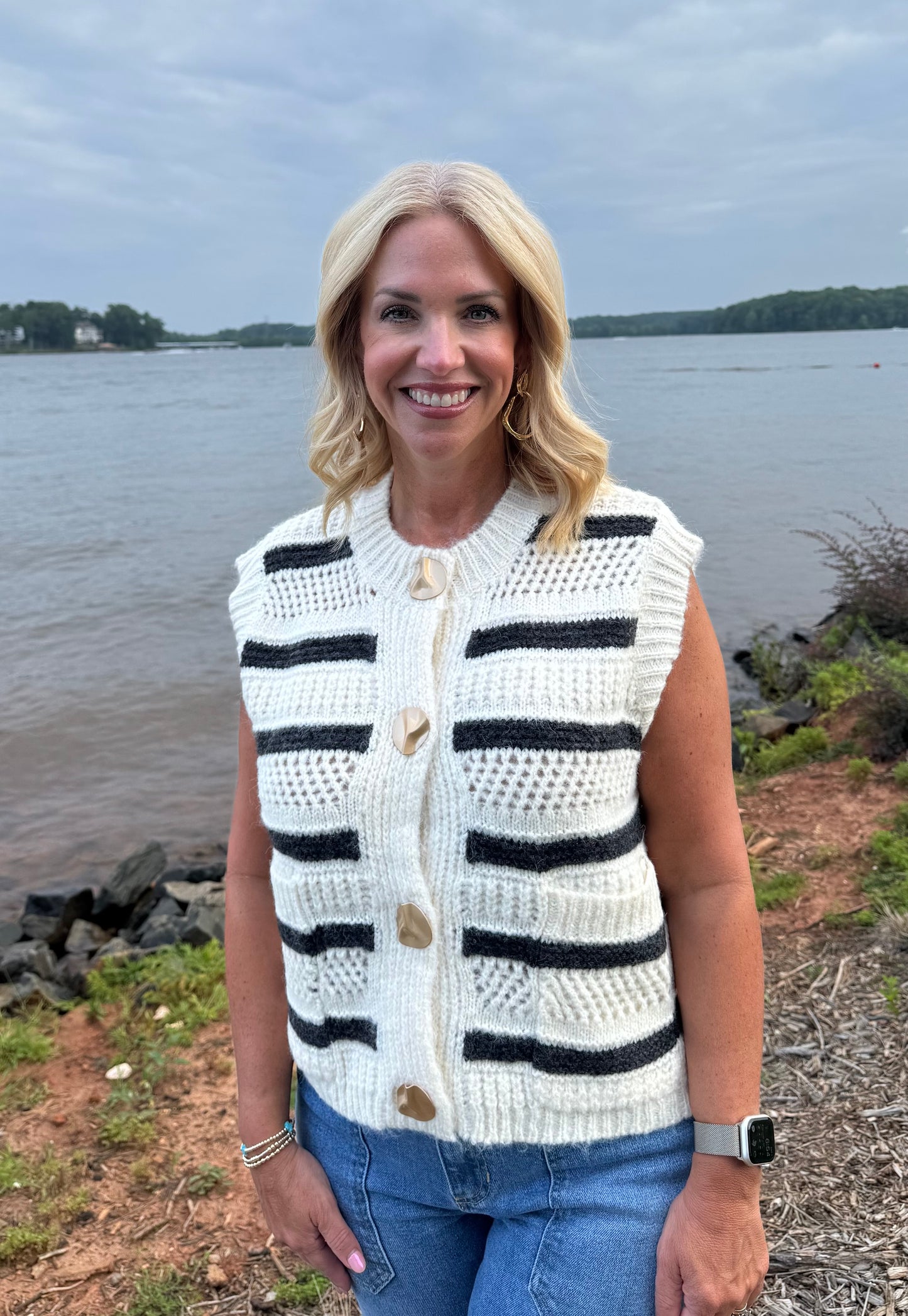 Striped Sleeveless Sweater