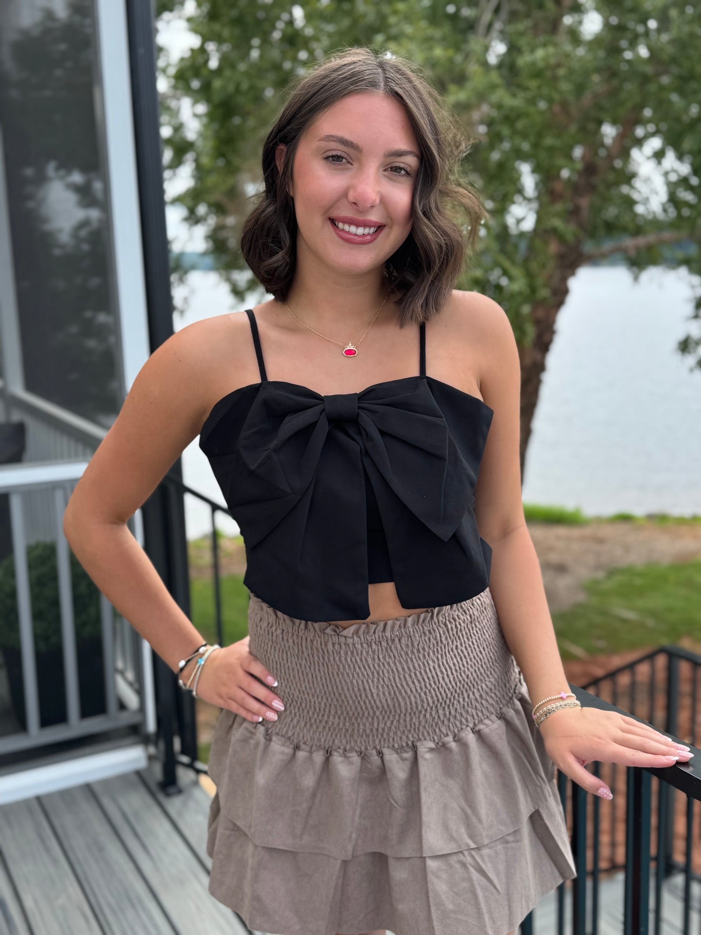 Big Bow Knit Cami Top