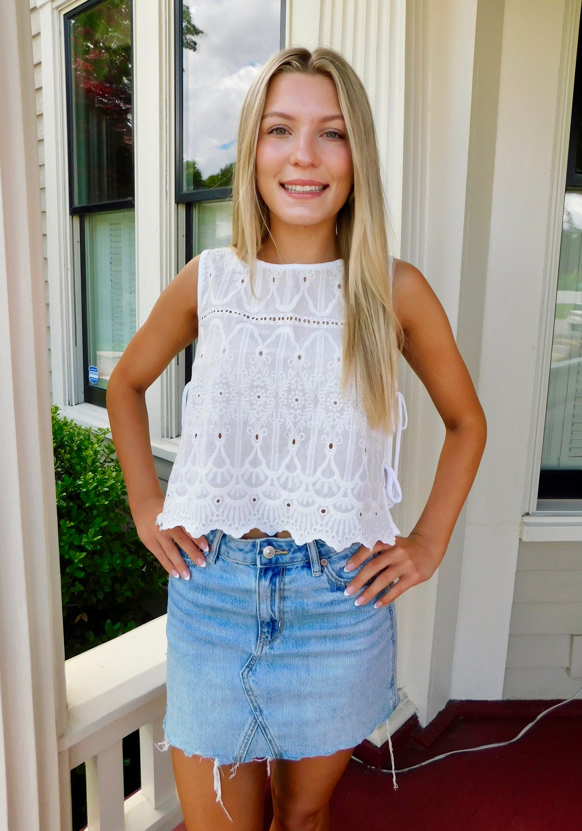 Embroidery Eyelet Top