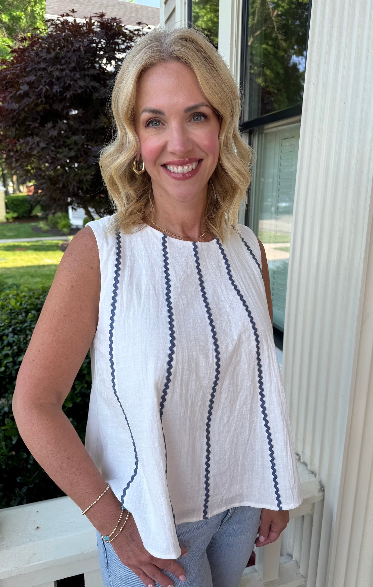 Sleeveless A Line Woven Top
