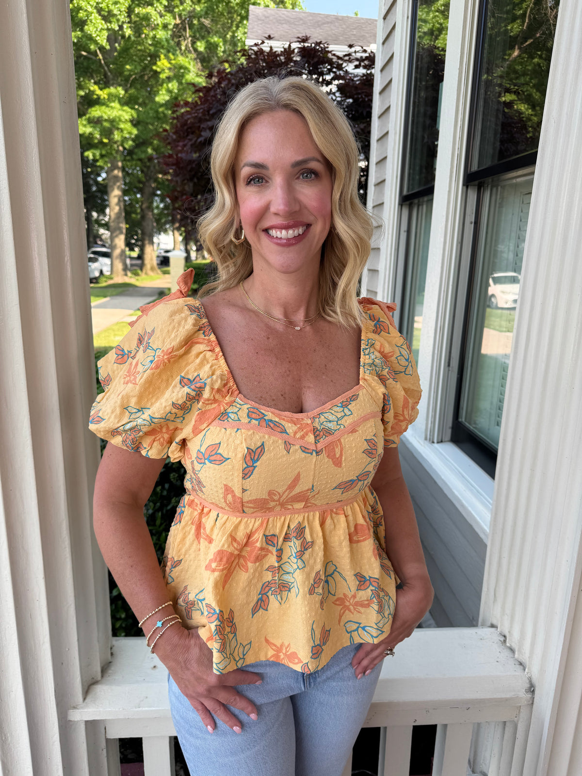 Papaya Floral Peplum Top