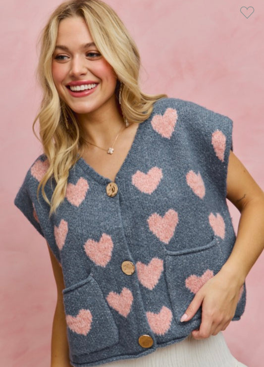Pink Heart Sweater Vest