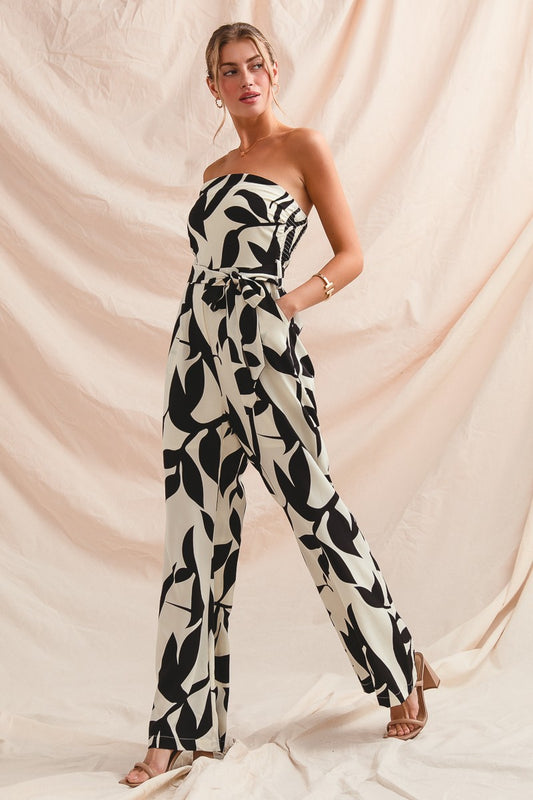 Printed Strapless Jumpsuit