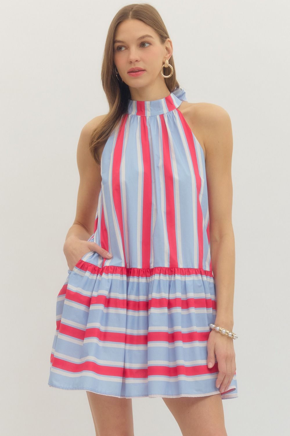 Red, White, & Blue Striped Mini Dress
