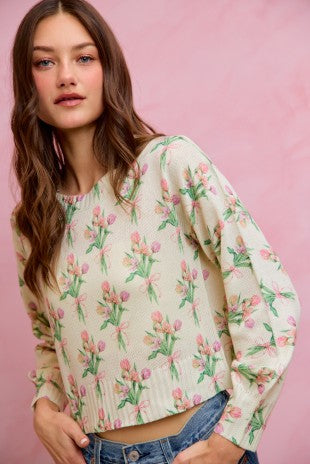 Floral Print Long Sleeve Sweater