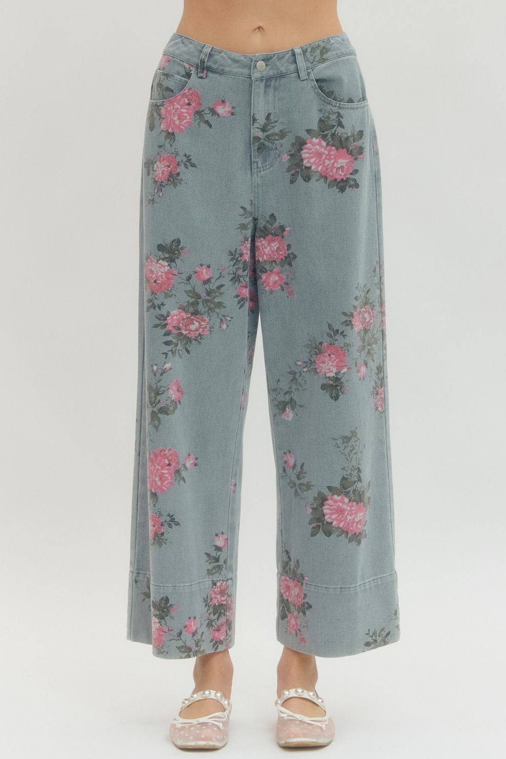 Light Blue Floral Jeans
