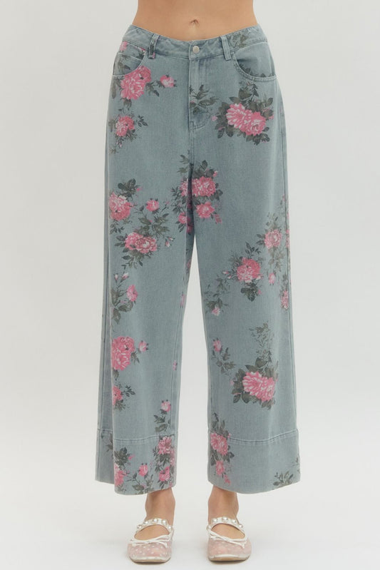 Light Blue Floral Jeans