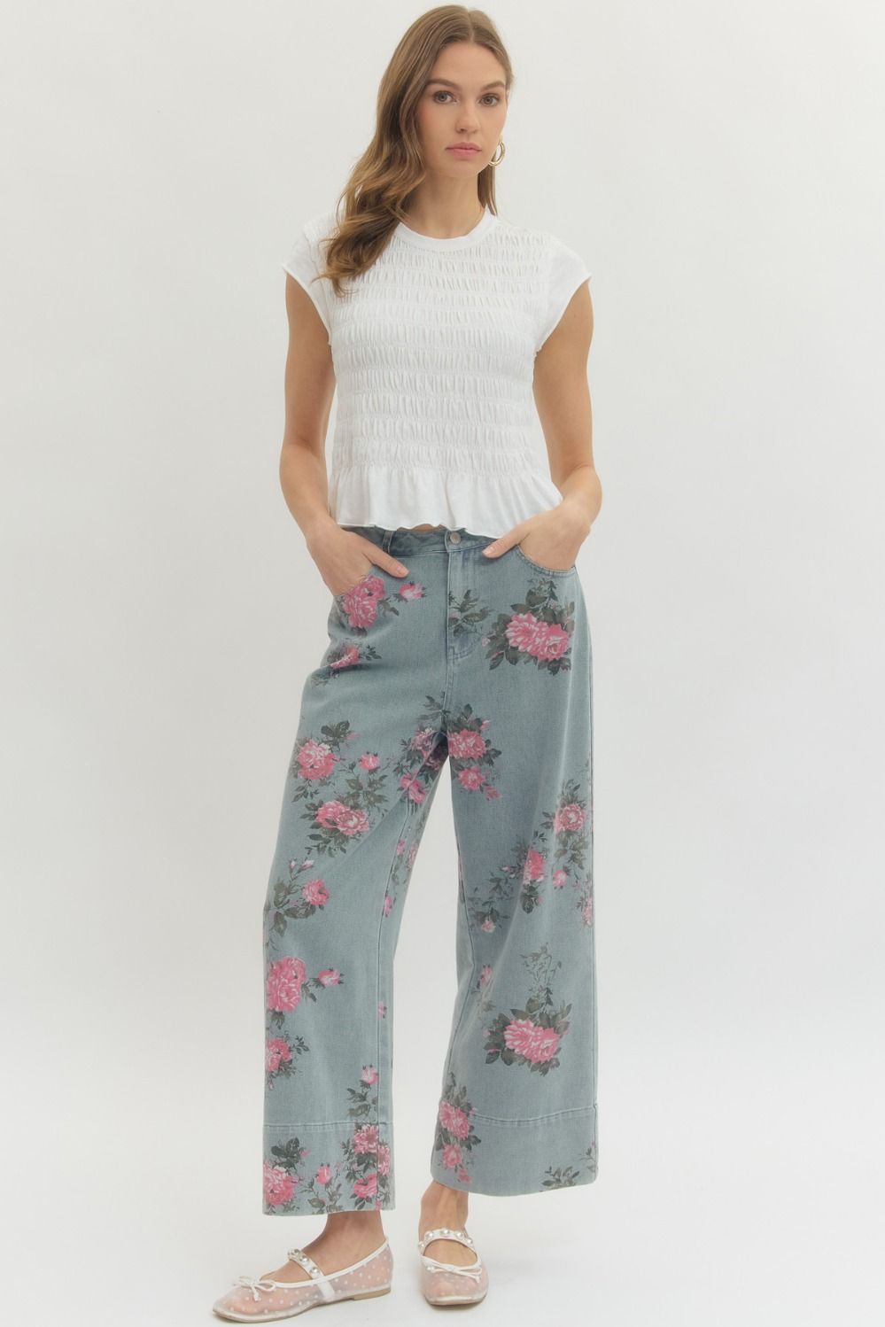 Light Blue Floral Jeans