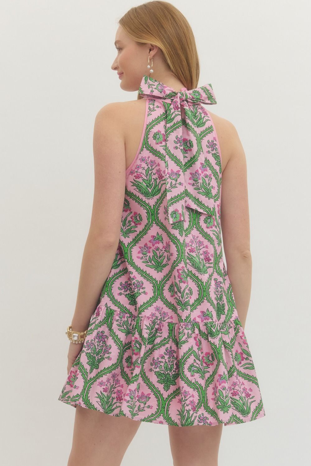 Pink Petal Halter Neck Dress