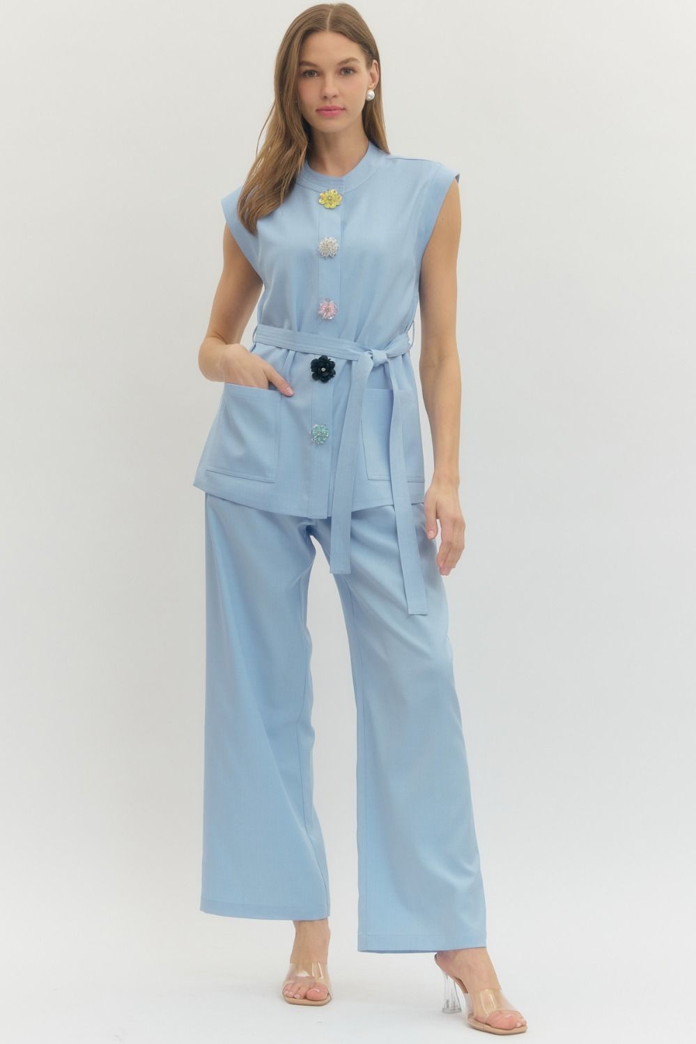 Light Blue Pleated Pants