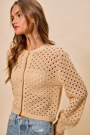 Open Knitted Cardigan Sweater