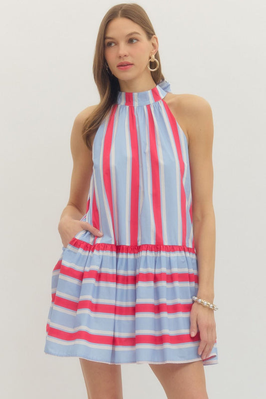 Striped Sleeveless Mini Dress