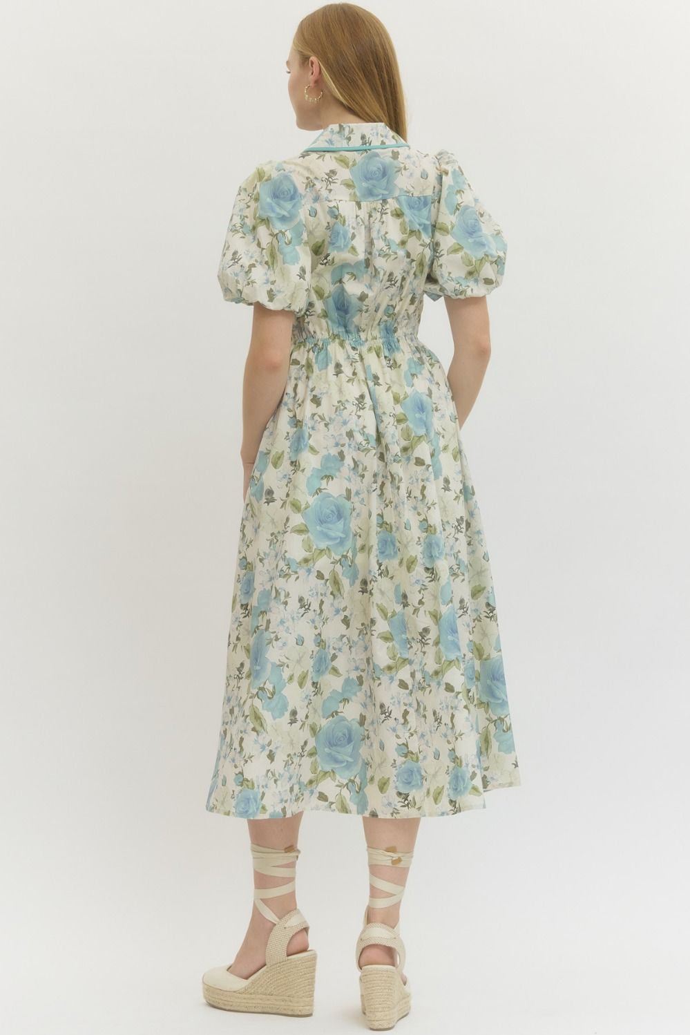 Floral Puff Sleeve Midi Dress