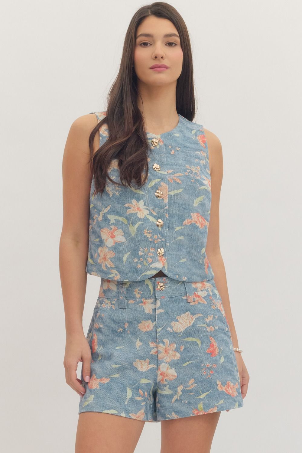 Botanical Print Sleeveless Vest