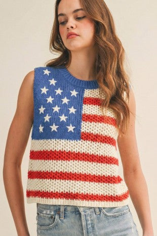 Waffle Weave Flag Sweater