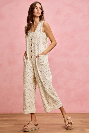 Floral Button Down Jumpsuit