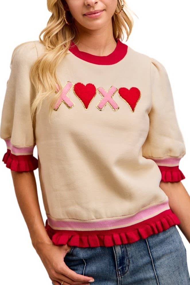 XOXO Puff Sleeve Top