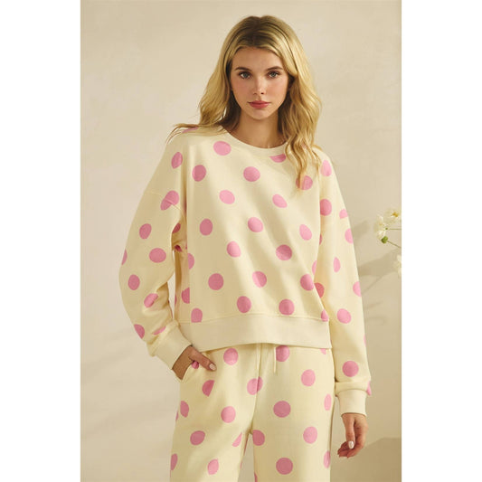 Polka Dot Crew Neck SweatShirt